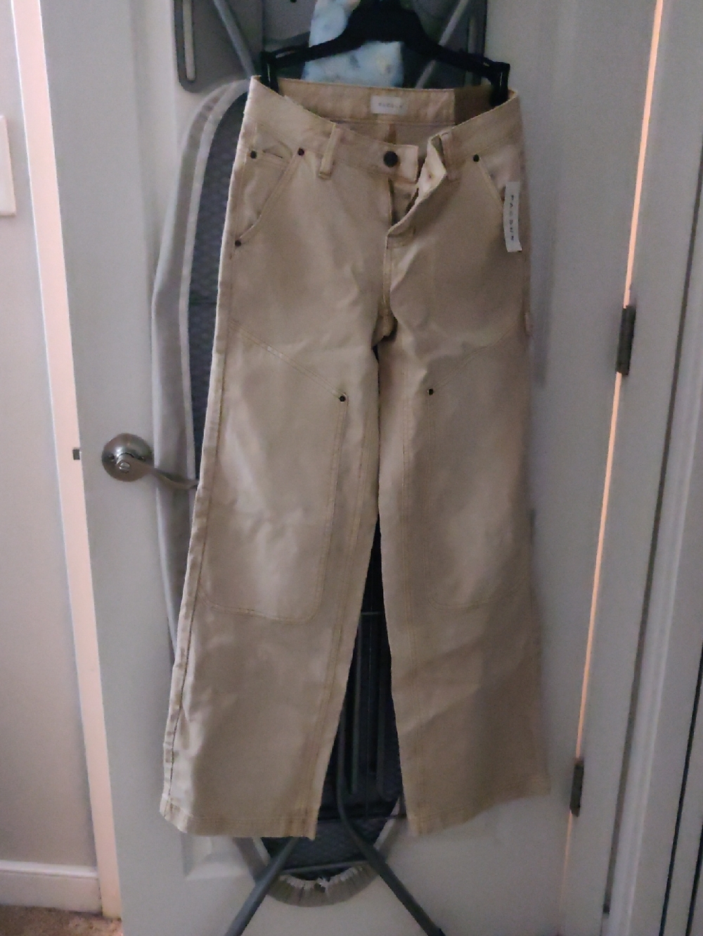 PacSun Beige Wide-Leg Flare Jeans with Patch Pockets